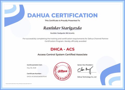Certifikát Dahua DHCA – ACS